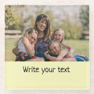 simple minimal add your text photo christmas st glass coaster