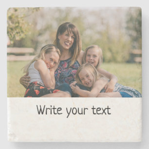 simple minimal add your text photo christmas stone coaster
