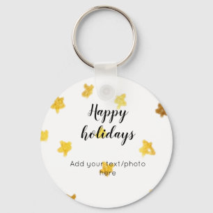 simple minimal add your text photo happy holidays key ring