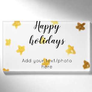 simple minimal add your text photo happy holidays  name tag