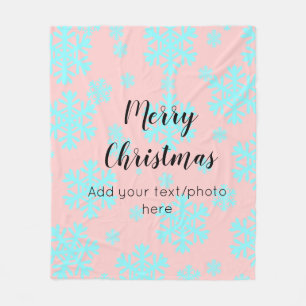 simple minimal add your text photo merry christmas fleece blanket