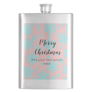 simple minimal add your text photo merry christmas hip flask