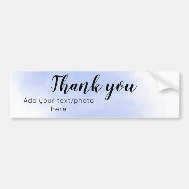 simple minimal add your text photo thank you water bumper sticker (Front)