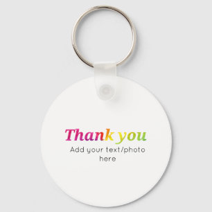 simple minimal add your text photo thank you water key ring