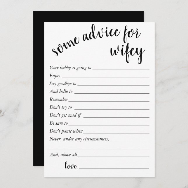 Simple Minimal Advice | Modern Wifey Keepsake Card (Front/Back)