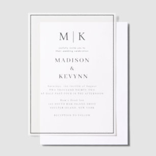 Simple Minimal and Chic Wedding Vellum Invitations