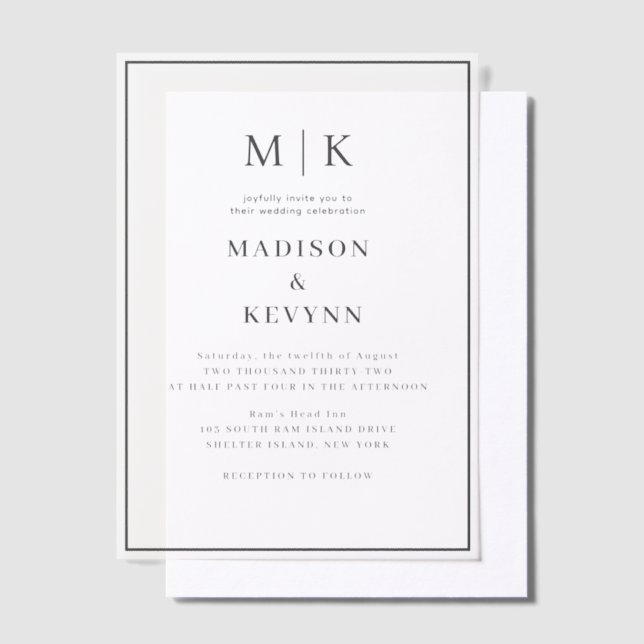 Simple Minimal and Chic | Wedding Vellum Invitations (Offset)
