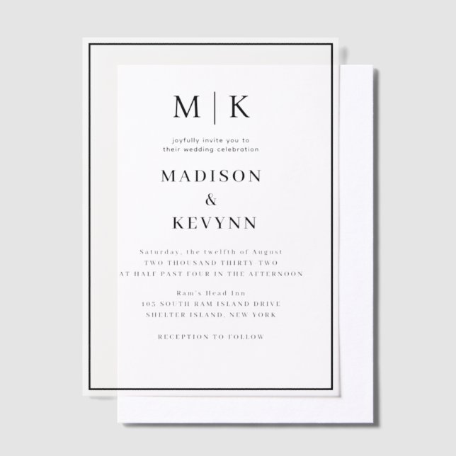 Simple Minimal and Chic | Wedding Vellum Invitations (Offset)