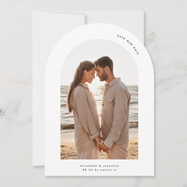simple minimal arch 3 photo save the date (Front)