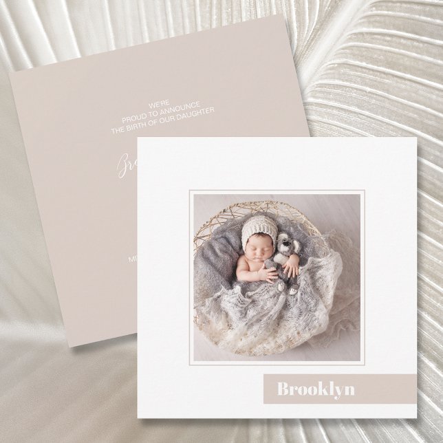 Simple Minimal Baby Photo Birth Announcement (Creator Uploaded)