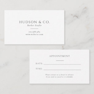 Simple Minimal Barber Shop Appointment Card