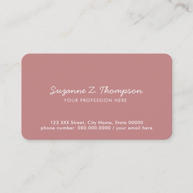 simple & minimal basic old-rose professional business card (Front)