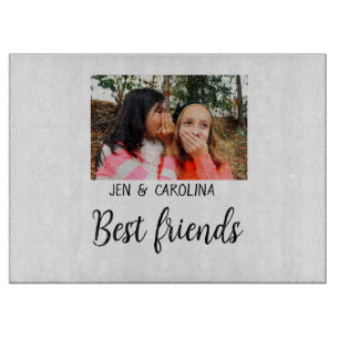 simple minimal best friends name add photo text le cutting board