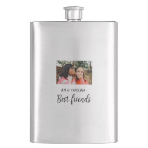 simple minimal best friends name add photo text le hip flask