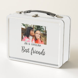 simple minimal best friends name add photo text le metal lunch box