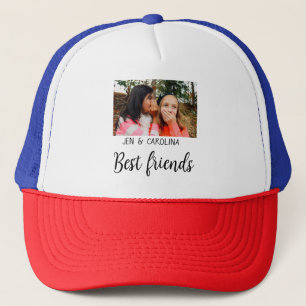 simple minimal best friends name add photo text le trucker hat