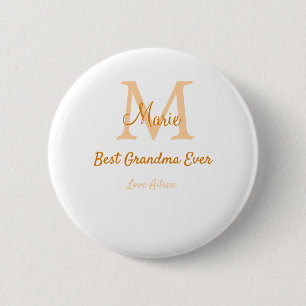 simple minimal best Grandma ever orange monogram 6 Cm Round Badge