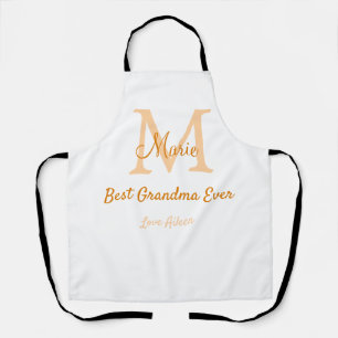 simple minimal best Grandma ever orange monogram Apron
