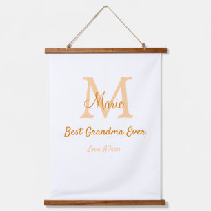 simple minimal best Grandma ever orange monogram Hanging Tapestry