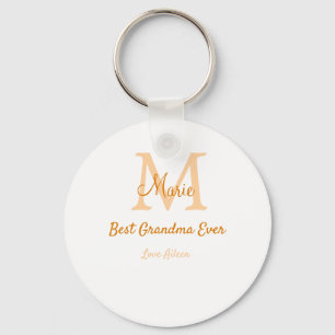 simple minimal best Grandma ever orange monogram Key Ring