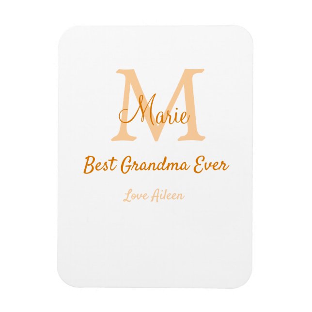 simple minimal best Grandma ever orange monogram Magnet (Vertical)