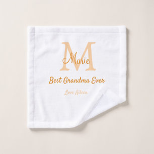 simple minimal best Grandma ever orange monogram Wash Cloth