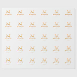 simple minimal best Grandma ever orange monogram Wrapping Paper