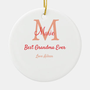 simple minimal best Grandma ever red monogram text Ceramic Ornament