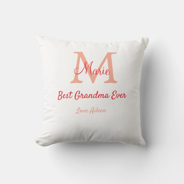 simple minimal best Grandma ever red monogram text Cushion (Front)
