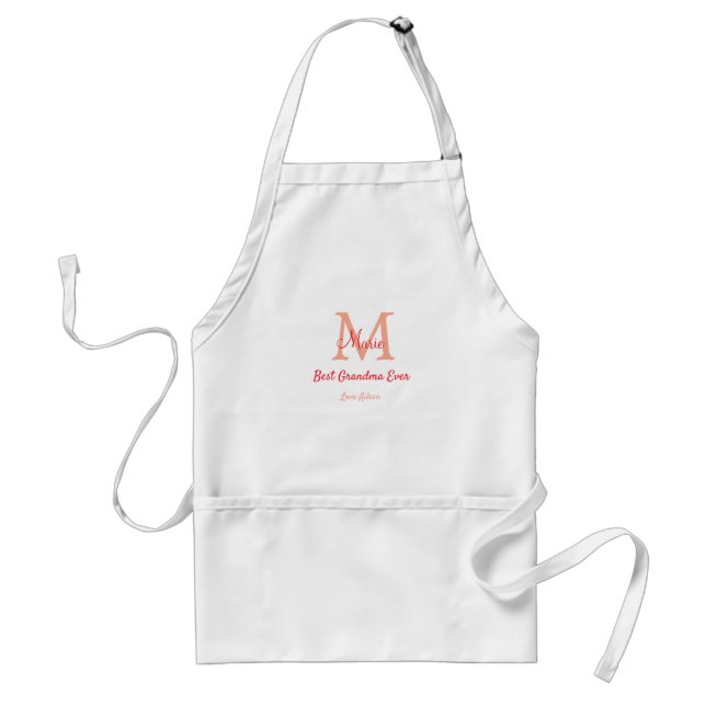 simple minimal best Grandma ever red monogram text Standard Apron (Front)