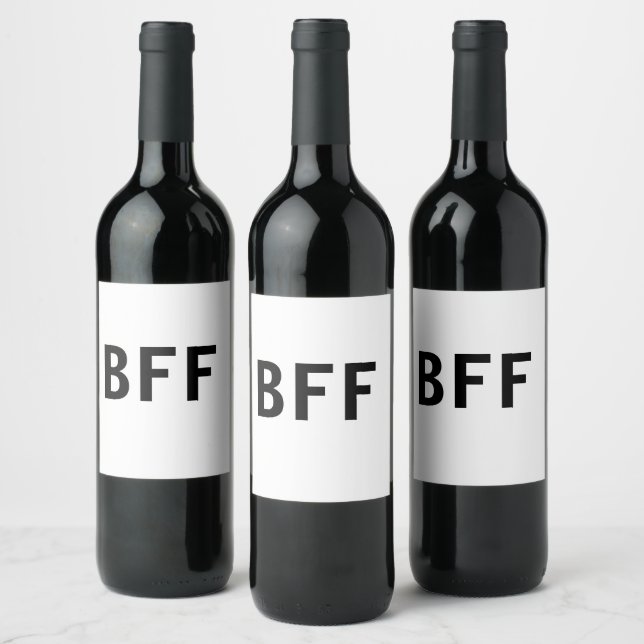 Simple minimal BFF best friends family custom name Wine Label (Bottles)