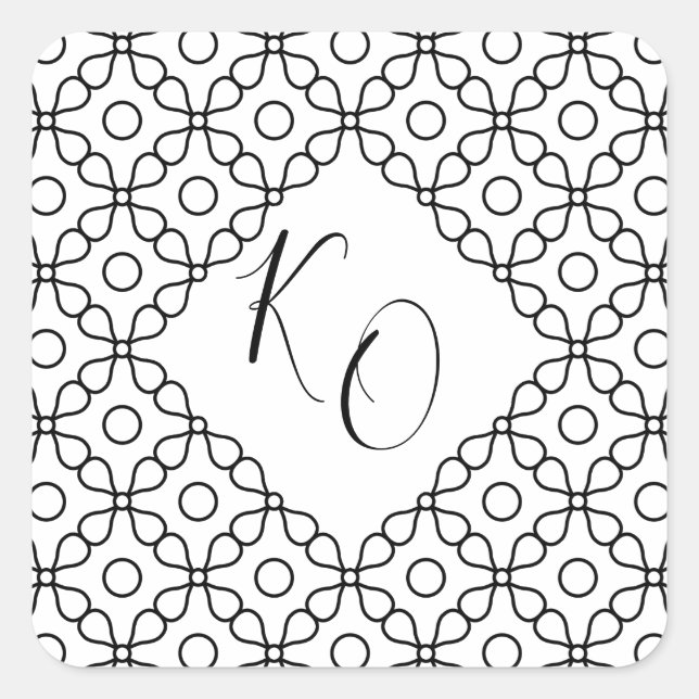 Simple Minimal Black and White Calligraphy Wedding Square Sticker (Front)
