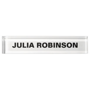 SIMPLE MINIMAL BLACK AND WHITE PERSONALIZED NAMEPLATE