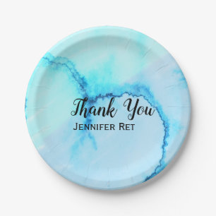 simple minimal black calligraphy thank you add nam paper plate