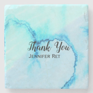 simple minimal black calligraphy thank you add nam stone coaster