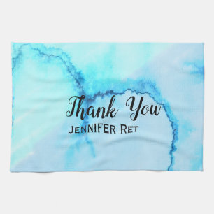 simple minimal black calligraphy thank you add nam tea towel