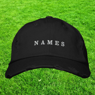 Simple Minimal Black Custom Add Your Name Elegant Embroidered Hat
