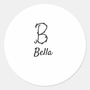 Simple minimal black monogram letter B add name T Classic Round Sticker