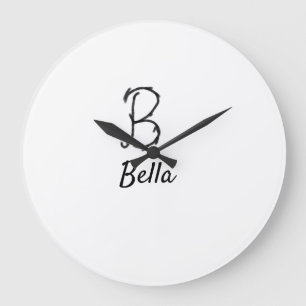 Simple minimal black monogram letter B add name T Large Clock