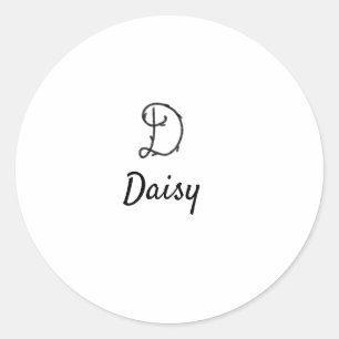 Simple minimal black monogram letter D add name T Classic Round Sticker