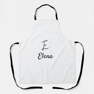 Simple minimal black monogram letter E add name Apron