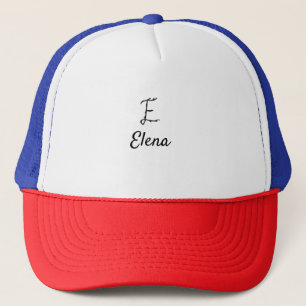 Simple minimal black monogram letter E add name    Trucker Hat