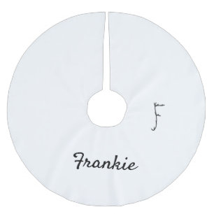 Simple minimal black monogram letter F add name Brushed Polyester Tree Skirt