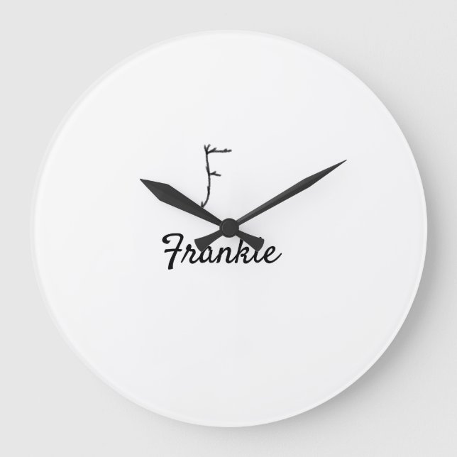 Simple minimal black monogram letter F add name    Large Clock (Front)