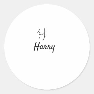 Simple minimal black monogram letter H add name    Classic Round Sticker
