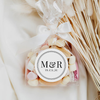 Simple Minimal Black Script Wedding Favour Sticker