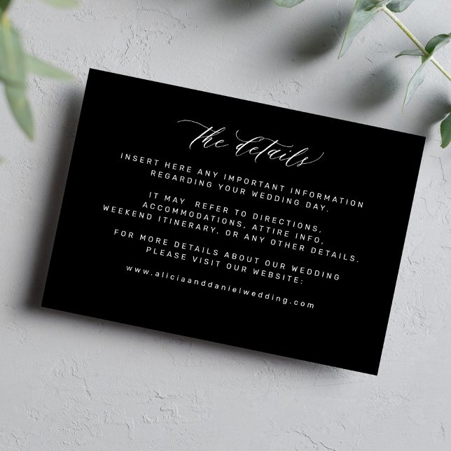 Simple minimal black wedding details enclosure card (Creator Uploaded)
