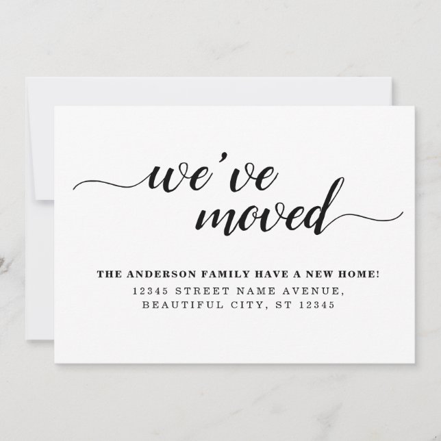Simple Minimal Black We've Moved New Home Moving Announcement (Front)