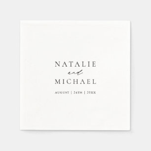 Simple Minimal Black & White Modern Wedding Napkin