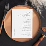 Simple Minimal Black & White Modern Wedding Table Menu<br><div class="desc">This Simple Minimal Black & White Modern Wedding Table Menu is perfect for any formal occasion such as a wedding, rehearsal dinner, or engagement party. The design features a black and white colour scheme with a modern and elegant touch. The menu is simple and minimalistic, making it easy for guests...</div>